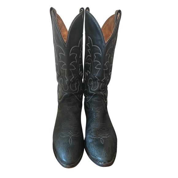 VTG Adams Biltrite Cowboy Boots Women's Leather Black Est Size 10.5 Men 9.5 - Picture 3 of 16